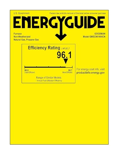 Goodman 96% AFUE Two Stage Upflow/Horizontal multi-speed 100k BTU Low NOx Natural Gas furnace (21 wide) (GR9T961004CN) - Thumbnail 2