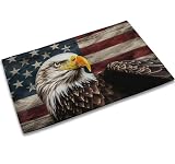 TUBAMQ Patriotic Entrance Door Mat, American Flag with Eagle Decor Doormat,Non-Slip Carpet Rugs with Felt Decorative for Home/Indoor/Outdoor 17' x 30'