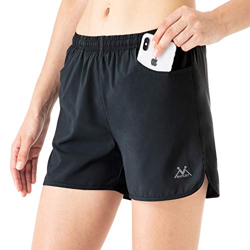MAPILEKT Women's 3 Inch Running Shorts Pockets Gym Gym Shorts Breathable Mesh Lining