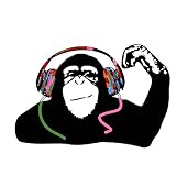 PLIGREAT Banksy Monkey Wall Sticker Listening to Music in Headphones Gorilla Wall Decal Graffiti DJ Monkey Peel and Stick Wall Art Stickers for Boy Bedroom Living Room Playroom Decor