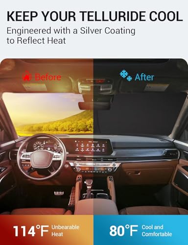 Image of Proadsy 2026 Upgrade Front Windshield Sun Shade Foldable Sunshade Protector Custom Fit 2020-2025 Kia Telluride Accessories, PRS330