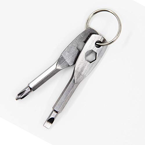 Portable Screwdriver Keychain 4-in-1 Multifunction Set, Flathead and Phillips Key Screwdriver Tool Set, Nut Driver Hex Wrench Repair Hand Tool Pocket Screwdrivers, Gift for Man, Father, Husband