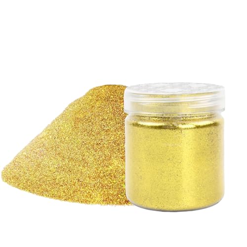 Poudre de Paillette Fine Holographique, Brillance Artisanale, 100g Poudre à Paillettes Métallique pour Oeil Nail (Or)