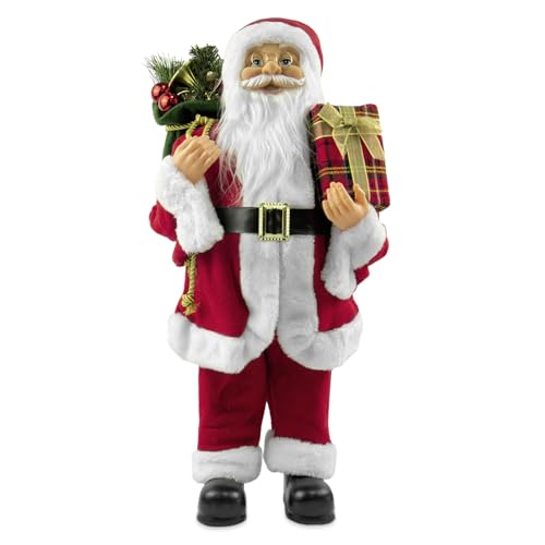 TIENDA EURASIA Figura do Pai Natal com saco, medidas 30 x 60 cm, Papa Natal grande, poliéster e PP, multicolorido, Pai Natal, decoração de Natal, enfeites de Natal, Natal