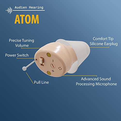 Audien Atom Rechargeable Hearing Amplifier To Aid And Assist Hearing, Premium Comfort Design And Nearly Invisible #TOP3
