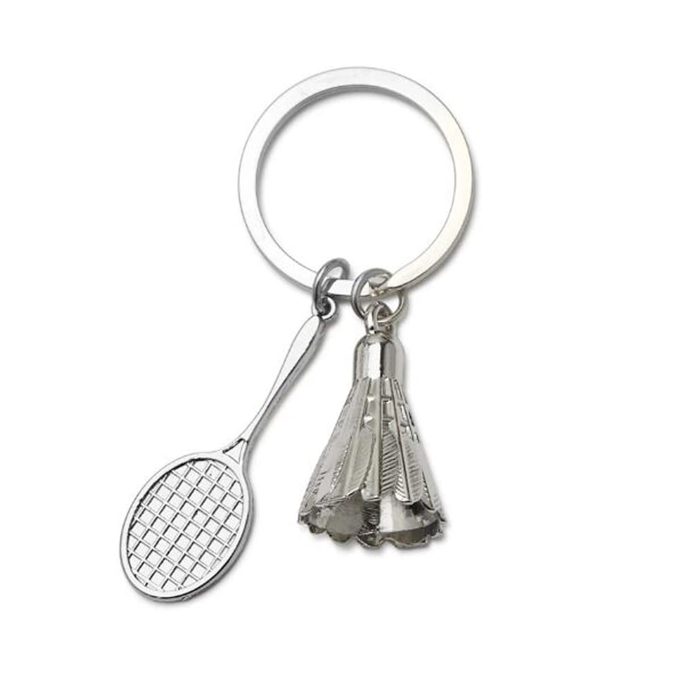 Arfuka Unisex Silver Keyring Badminton Pendant Keychain Metal Key Chain, Christmas/Birthday/Valentine's Day Gift For Men And Women