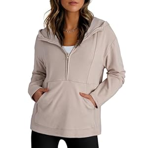 Dokotoo Hoodies for Women Soft Fleece Half Zip Up Hoodie Long Sleeve Casual Pullover Oversized Sweatshirt Hooded Tops