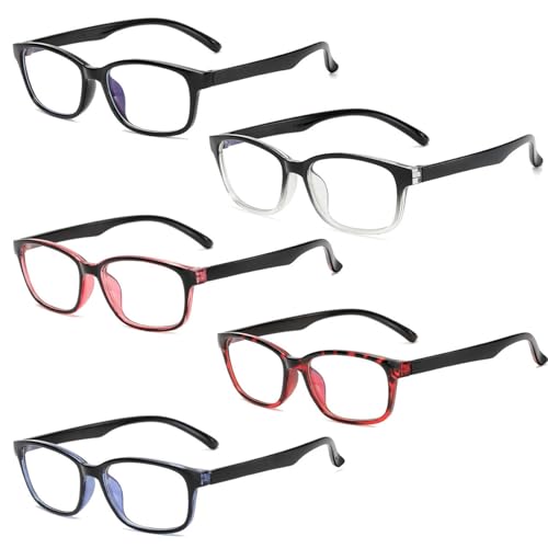 ZOCONE 5 Paare Blaulichtfilter Brille, Ohne Stärke Blaufilter Brille für Damen und Herren Anti-Blaulicht-Computerspielbrille blue light glasses brille ohne stärke