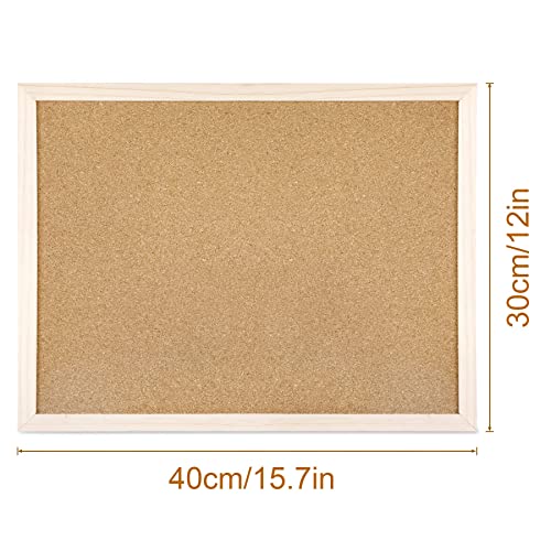 Cork Board Bulletin Board - 15.7 X 12 Inches Vision Board Wood Frame Corkboard Message Board Wall Mounted Pin Board For School, Home & Office (With Pins, Eye Bolts, Gaskets, Screws) #TOP1