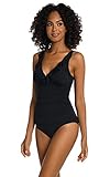La Blanca Women's Standard Island Goddess Underwire Ruffle Surplice Mio One Piece Swimsuit, Black, 12