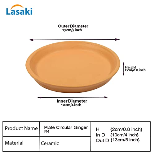Image of Lasaki Round Ceramic Trays (Plates Saucers) for Pots, planters, Flower, Succulent(Set of 2,Ginger,4 inch) R4(Plants not Included)