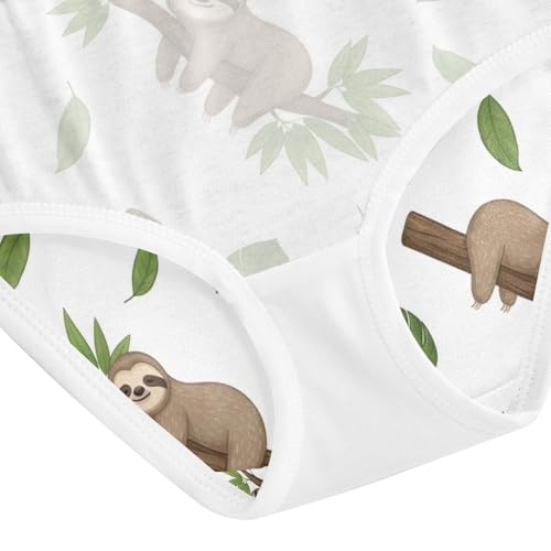 Toddler Briefs, Cute Sloths Girls Cotton Underwear, 2–8 Years4