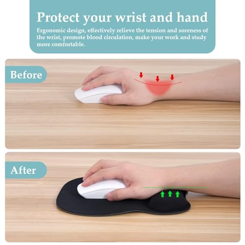 Image of EooCoo EC108MP Gaming Mouse Pad with Wrist Support, Non-Slip PU Base Mouse Mat for Internet Cafe, Home & Office