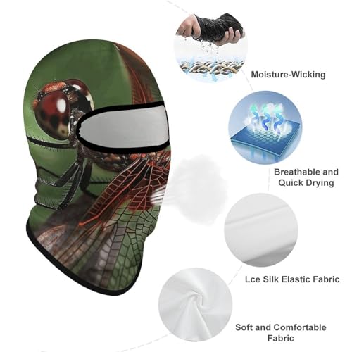 Máscara de cara completa para hombre y mujer, balaclava rojo con diseño de libélula, ideal para esquí, ciclismo y motocicleta miniatura 3