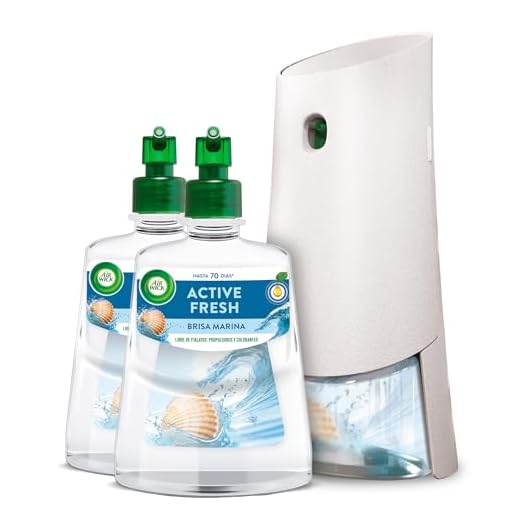 Air Wick Spray Automático Sin Aerosol, Ambientador hogar fragancia Brisa Marina, 1 aparato, 2 recambios, 24x7 Active Fresh Neutralizador de Olores, Hasta 70 días de frescor