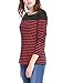 Allegra K Women's Striped Top Long Sleeve Round Neck Tops Trendy Casual Striped Shirts Medium Red