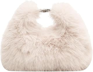 Women Small Faux Fox Fur Clutch / Shoulder / Crossbody Bag - Mini Furry Evening Bag
