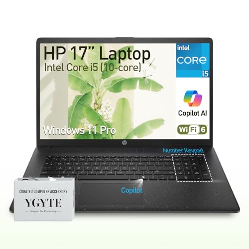 Image of HP 17 Laptop Computer, 17.3 inch FHD IPS Large Screen Laptop PC, Intel Core i5 (10-cores), Windows 11 Pro, 10-Key Number Pad | 32GB RAM 2TB SSD