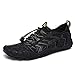 UBFEN Water Shoes Aqua Shoes Swim Shoes Mens Womens Beach Sports Quick Dry Barefoot for Boating Fishing Diving Surfing with Drainage Driving Yoga Size 14 Women / 12 Men A Black