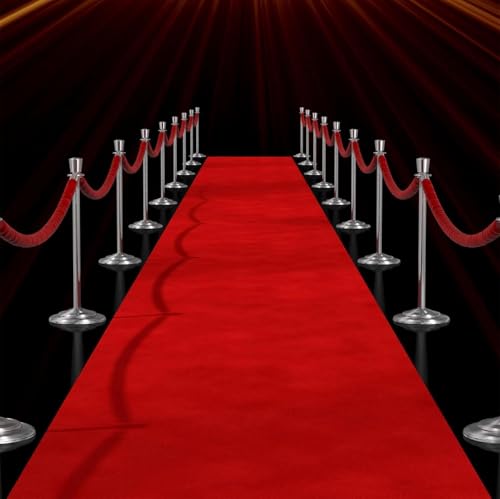 petour Roter Teppich 10x1m VIP Läufer 2 2 mm Dicke Red Carpet Hochzeit Event Teppich Weihnachten Outdoor Empfangsteppich für Party Zeremonie (2 2 mm Dicke)