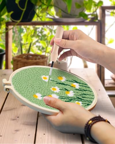 Image of TINDTOP Punch Needle Kit, Daisy Punch Embroidery Kits for Adults