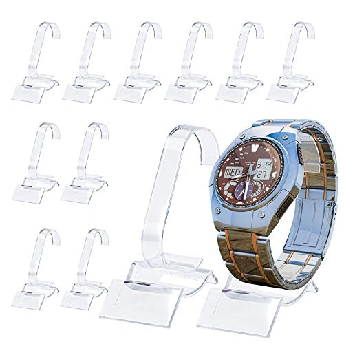 LOPOTIN Lot de 20 supports de montre en plastique transparent de type C pour présentation de bijoux, bracelets Cover