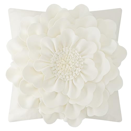 JWH Handmade 3D Flower Throw Pillow Covers Aesthetic Decorative Floral