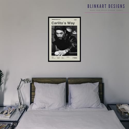 Image of BLINKART Carlito Way Movie Poster Frame 8x12 Inch | Premium 300 GSM Paper Wall Print | Mid Century Vintage Film Artwork for Home, Bedroom, Living Room, Office | Framed Photo Decor