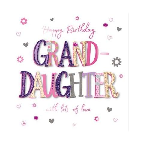 Beautiful Handmade Female Birthday Card from The Stunning More Than Words Range - Granddaughter - Flowers and Hearts Embellished with Glitter, Foil and Sequins - Greeting Card for Her (TP-MWER0126) Cover