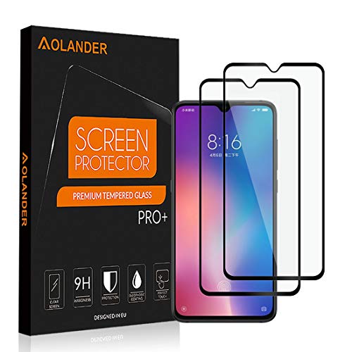 AOLANDER [2-Pack] Screen Protector for Xiaomi Mi 9, [Anti-Scratch] [Anti-Fingerprint] [Bubble Free] Tempered Glass Screen Protector (Black)