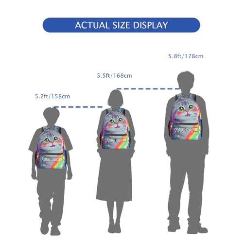 Custom Backpack for School Girls & Boys - Cute Animal 17 Inches Big Bookbag for Student & Kids 8-12 in Kindergartens & Primary, Heavyduty & Personalized Schoolbag (American Shorthair Style)4