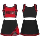 LiiYii Cheer Leader Costume for Girls High School Cheerleading Uniform Cosplay Fancy Dress 2Pcs Chil