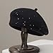 CHICTRY Bling Sequins Beret French Artist Beanie Cap Newsboy Hat for Fancy Dress Festival Party Black One Size
