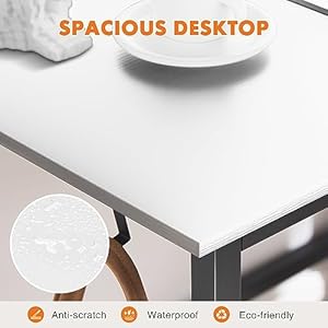 Sweetcrispy Computer Desk 32 Inch Small Office Writing Work Study Kids Student Teacher Home Bedroom Table Storage Bag Headphone Hooks no Wheels White
