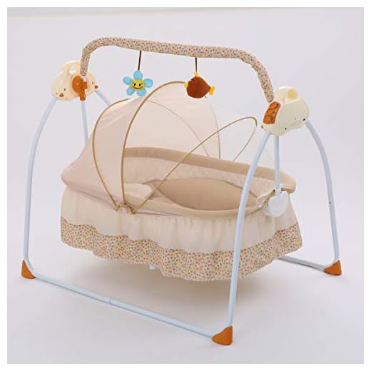 SANPLO Baby Swing Bassinet Cradle Electric Rocking Swings Bed Infants Automatic Baby Crib Boy (Yellow)
