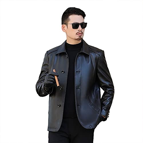 CIDCIJN Herren Lederjacke - Mens Casual Leather Jacket - Plus Size Business Casual Spring and Autumn Fashion Genuine Leather Coats Men Casual Coat Mens Genuine Leather Jacket,Brown,XL Cover