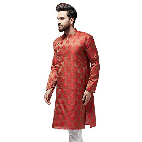 Image of SOJANYA Men's Silk Cotton Regular Fit Printed Regular Kurta