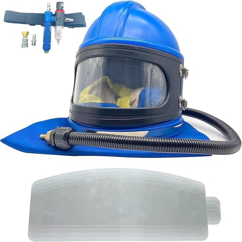 Casco de chorro de arena para evitar el calor y el polvo con aire respirable regulable