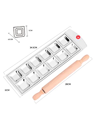 Ravioli Maker & Ravioli Molds Tool-12 Hole Round Mold Italian Pasta Italian Tray Kit With Rolling Pin (Square)1 #TOP1