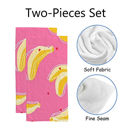2-Piece Fruit Polyester Towel Set, Absorbent Fresh Banana Hand Towel, Bath Towel, Soft And Comfortable, Machine Wash 30X15 Inches #TOP1