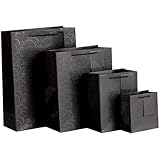moin moin ラッピング ギフトバッグ 手提げ袋 紙袋 5枚 (ブラック 和風×タグ 31.7×25.3×9.7cm) ゴージャス 豪華 総柄 パターン ジャパン 和 おしゃれ 黒 2304ra408