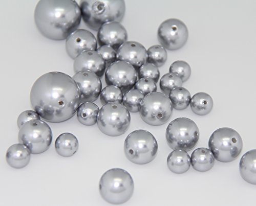 75 Jumbo Pearls Decorative Vase Filler Assorted Sizes for Wedding Centerpiece - SILVER