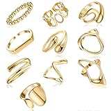 10 PCS Chunky Gold Ring Set, Fashionable Gold Thumb Rings for Women Exquisite Womens Rings Golden, Stackable Womens Thumb Rings Suitable for Giving to Family or Friends