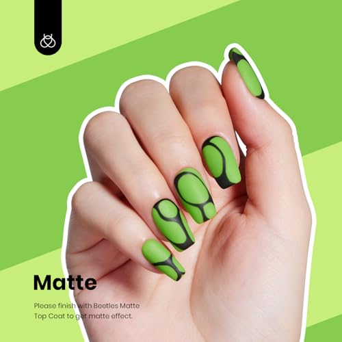 Image of Beetles Forest Green Gel Polish - 15ml Lime Green Gel Polish Solid Neon Color Soak Off LED UV Manicure Day Nails Art Design Salon Home DIY for Women & Girls
