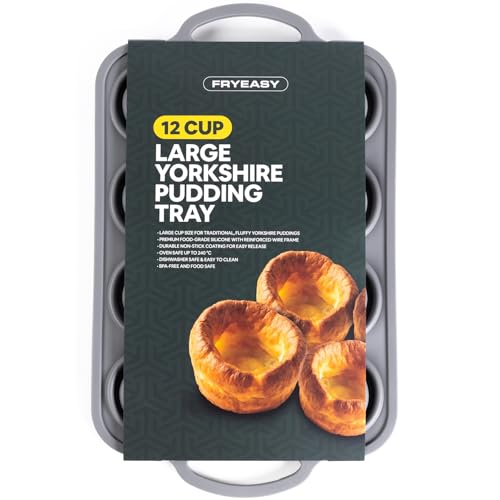Yorkshire Pudding Tray Silicone Non Stick 12 Cup Deep Yorkshire Pudding Tin for Oven Deep Large Baking Tray for Perfect Giant Yorkshire Puddings Every Roast Dinner Also Ideal for Muffins & Pies