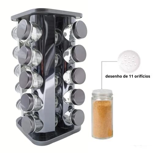 PORTA TEMPEROS CONDIMENTOS ARREDONDADO AÇO INOX 20 POTES
