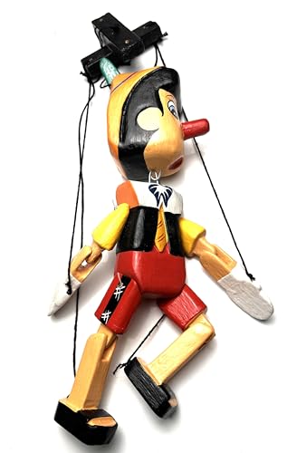 HC enterprise Pinocchio aus Holz mit Schnur, 25 cm, handgefertigt in Indonesien