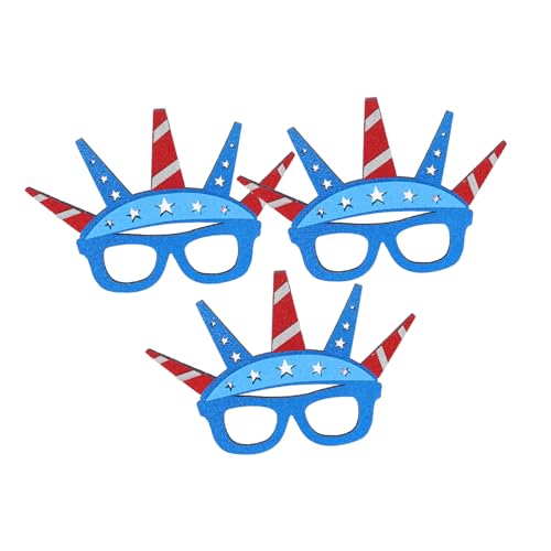 Cabilock Tropical Independence Day Glasses 3 Pack American Flag Themed Fun Props for Celebrations Parties