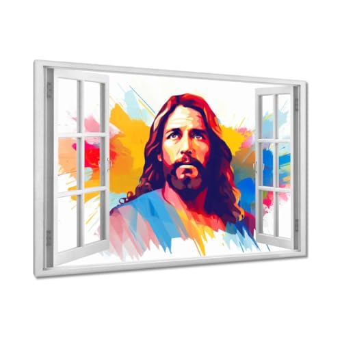 Peinture toile Jesus 90x60 decoration murale salon tableau contemporain H10276Z