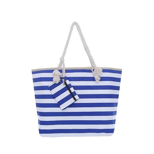 Borsa da spiaggia grande con chiusura zip 58 x 38 x 18 cm Shopper stile marinaro a righe beach bag